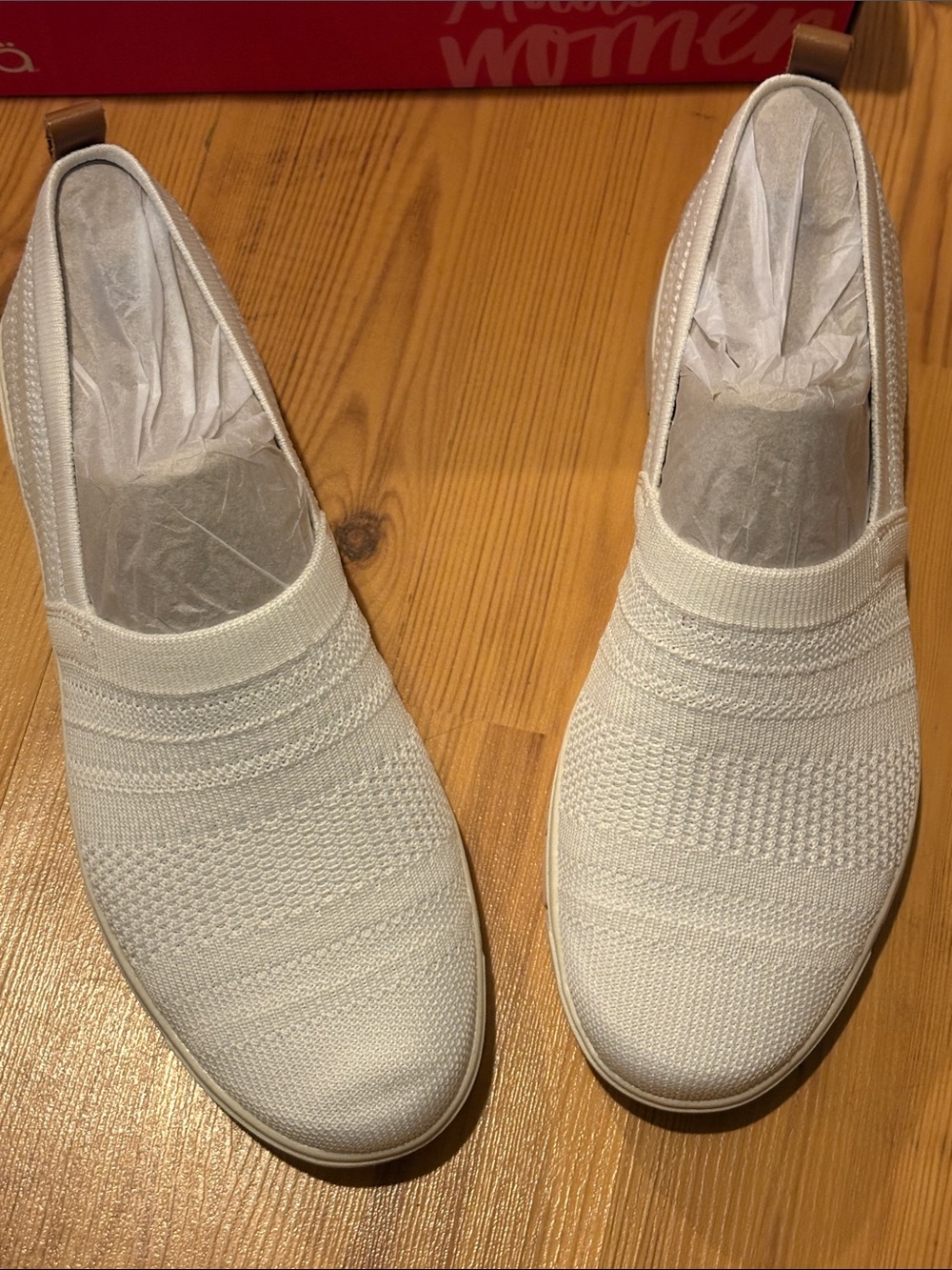 Ryka White Knit Slip-On Casual Sneakers